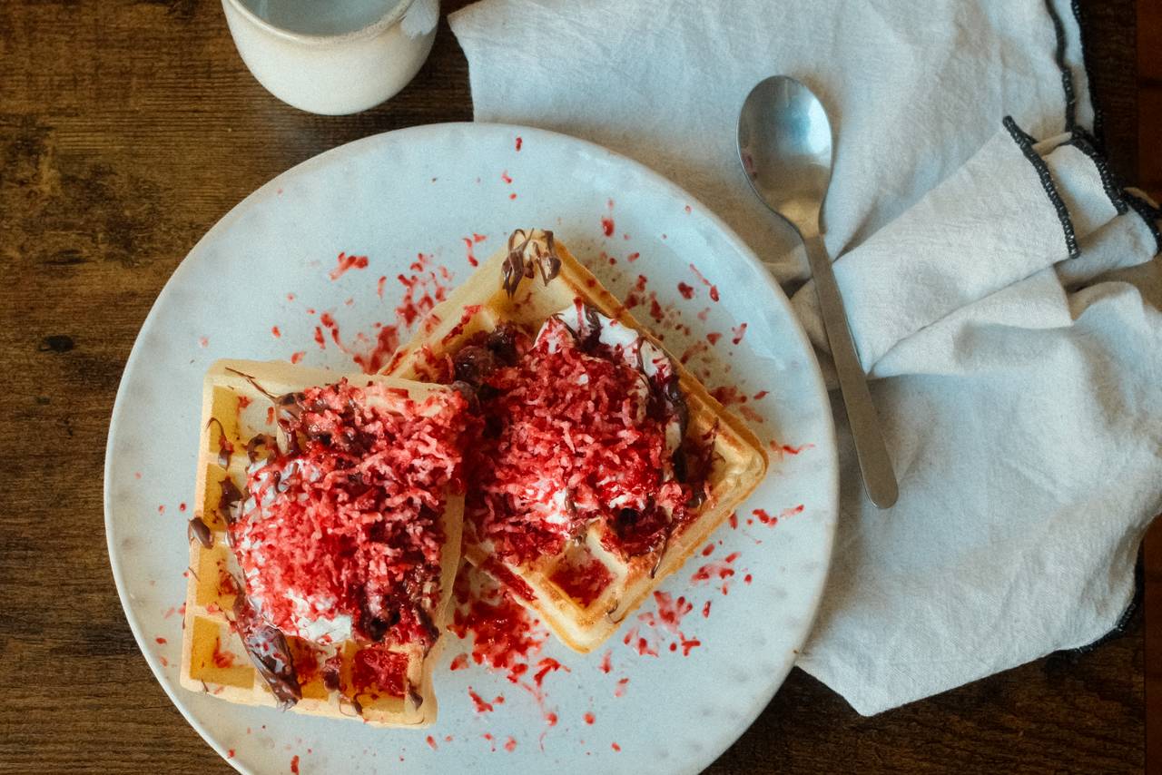 Gaufres aux fraises givrées Gaufres aux fraises givrées
